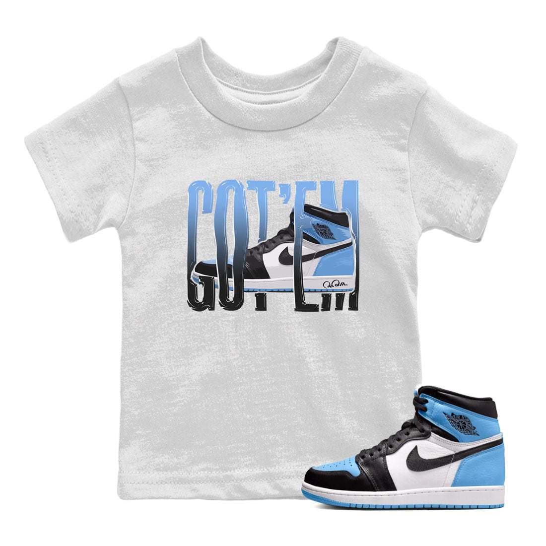 Air Jordan 1 Retro High OG UNC Toe Shirt to match Jordans Wiggling Gotem Sneaker Tees 1s UNC Toe SNRT Sneaker Release Tees Kids and Baby Tees White 1