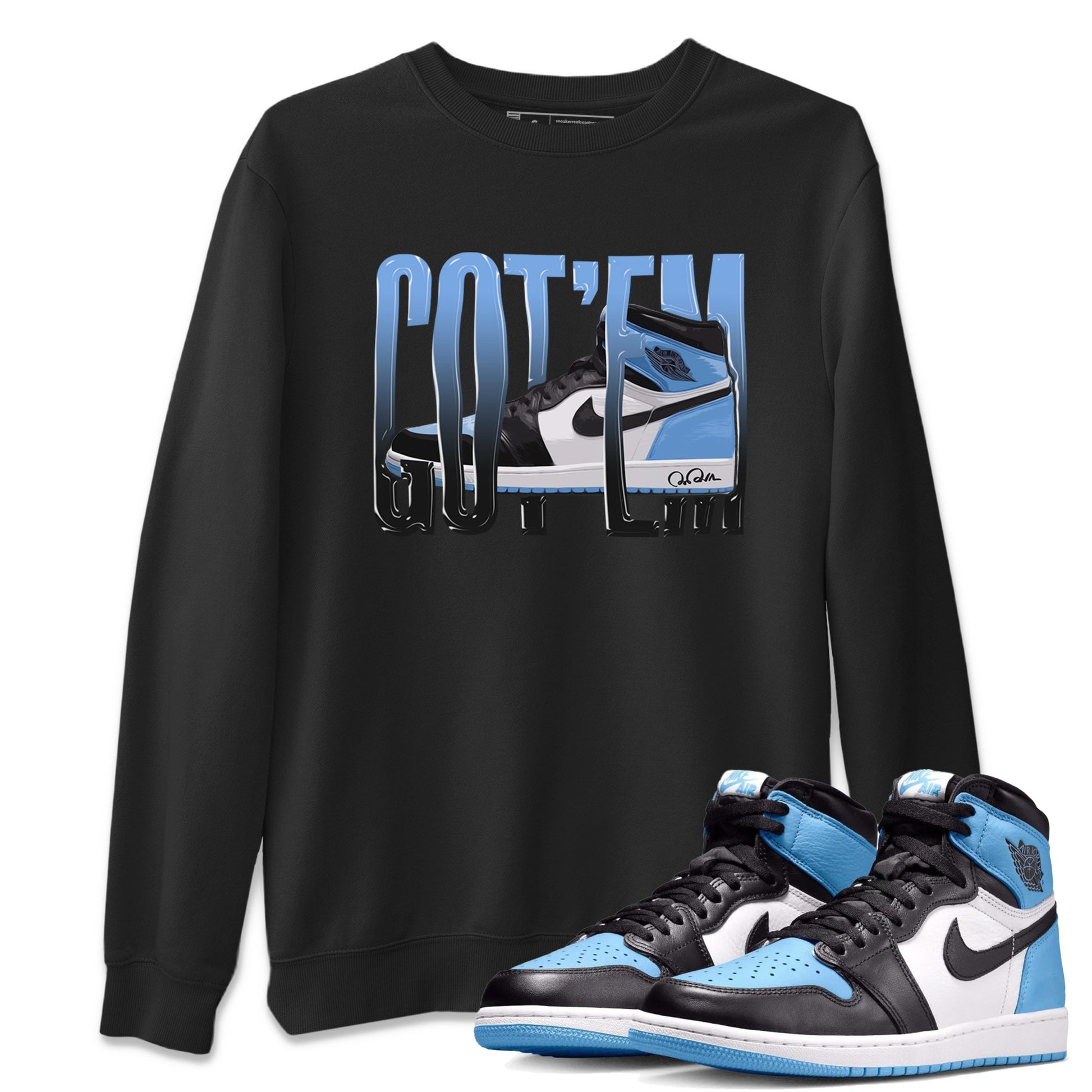 Air Jordan 1 UNC Toe Wiggling Gotem Crew Neck Sneaker Tees AJ1 OG High UNC Toe Sneaker T-Shirts Washing and Care Tip