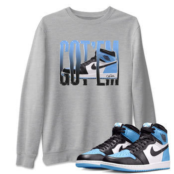 Air Jordan 1 Retro High OG UNC Toe Shirt to match Jordans Wiggling Gotem Sneaker Tees 1s UNC Toe SNRT Sneaker Release Tees Crew Neck T-Shirts Heather Grey 1