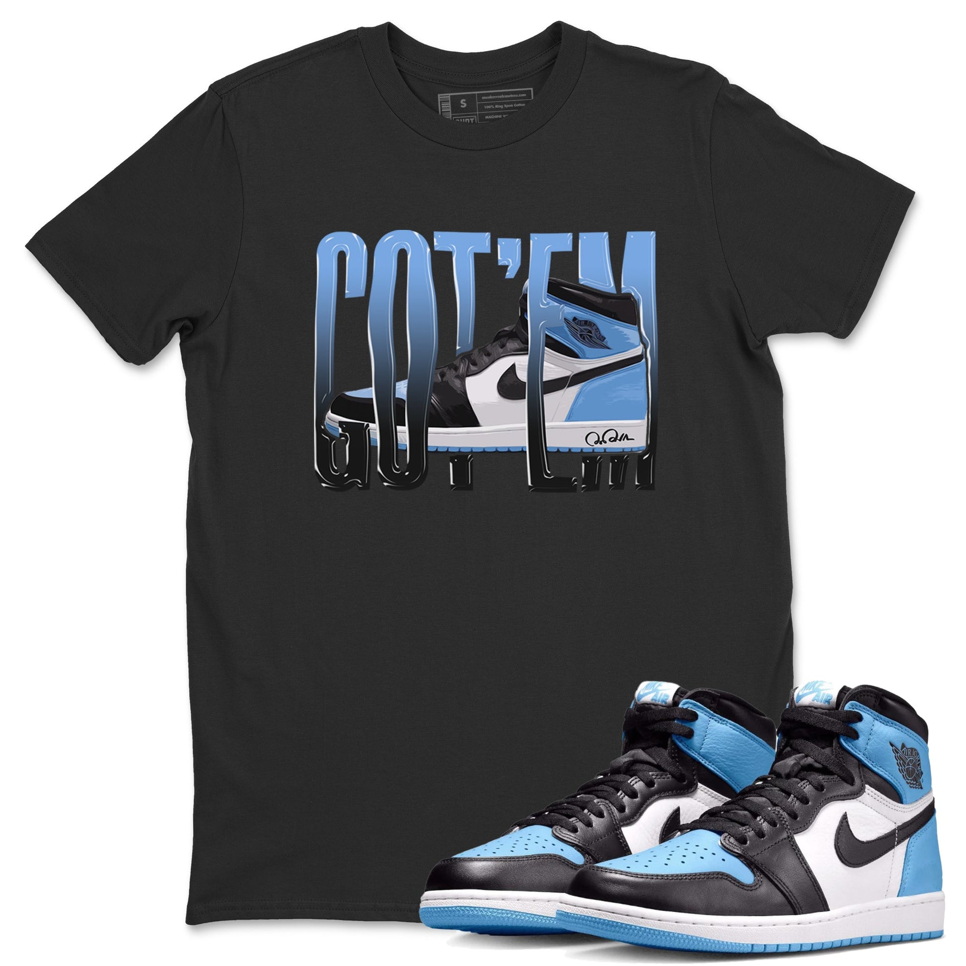 Air Jordan 1 Retro High OG UNC Toe Shirt to match Jordans Wiggling Gotem Sneaker Tees 1s UNC Toe SNRT Sneaker Release Tees Crew Neck T-Shirts Black 1