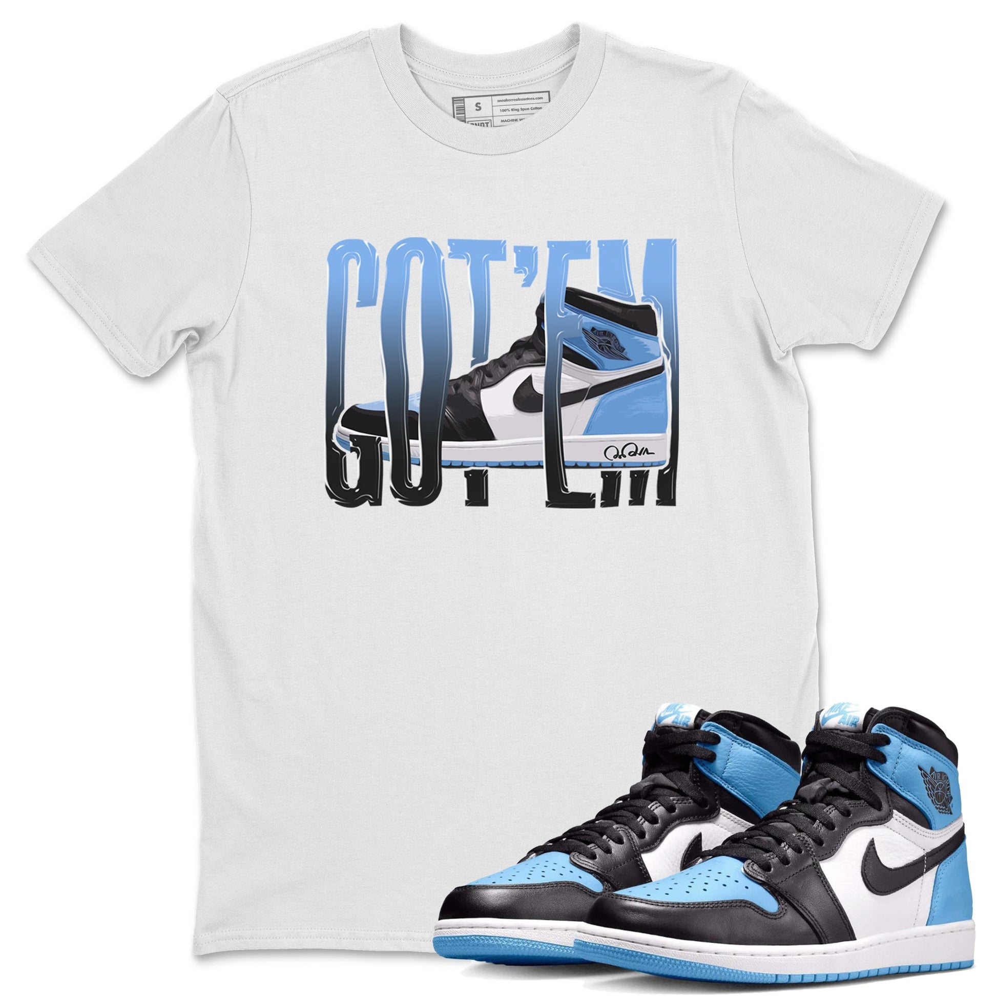 Air Jordan 1 Retro High OG UNC Toe Shirt to match Jordans Wiggling Gotem Sneaker Tees 1s UNC Toe SNRT Sneaker Release Tees Crew Neck T-Shirts White 1