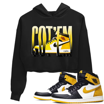 1s Yellow Ochre shirt to match jordans Wiggling Gotem sneaker tees Air Jordan 1 Yellow Ochre SNRT Sneaker Release Tees Black 1 crop length shirt