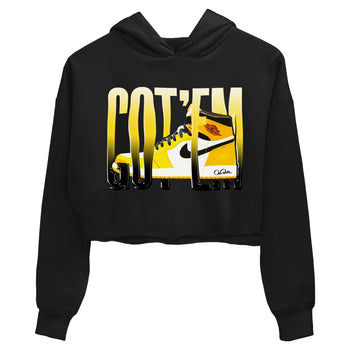 1s Yellow Ochre shirt to match jordans Wiggling Gotem sneaker tees Air Jordan 1 Yellow Ochre SNRT Sneaker Release Tees Black 2 crop length shirt