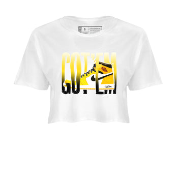 1s Yellow Ochre shirt to match jordans Wiggling Gotem sneaker tees Air Jordan 1 Yellow Ochre SNRT Sneaker Release Tees White 2 crop length shirt