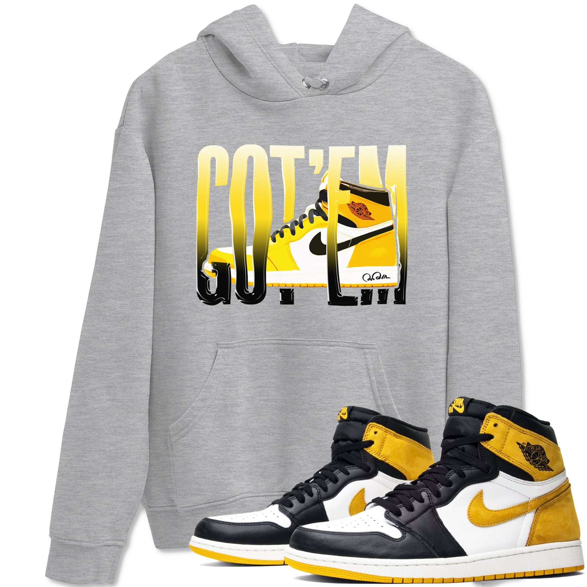 1s Yellow Ochre shirt to match jordans Wiggling Gotem sneaker tees Air Jordan 1 Yellow Ochre SNRT Sneaker Release Tees unisex cotton Heather Grey 1 crew neck shirt