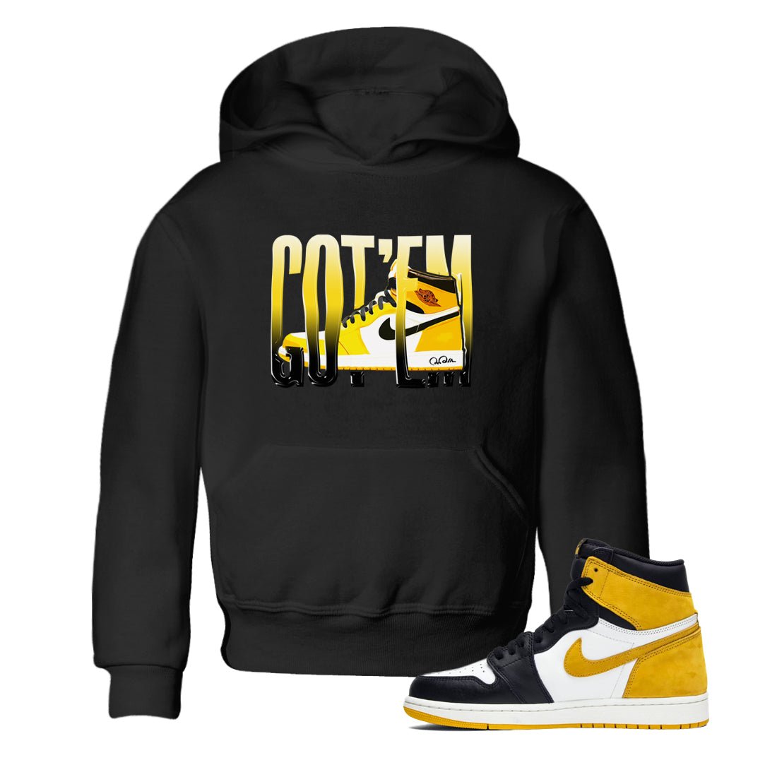 1s Yellow Ochre shirt to match jordans Wiggling Gotem sneaker tees Air Jordan 1 Yellow Ochre SNRT sneaker release tees baby toddler Black 1 cotton Shirt