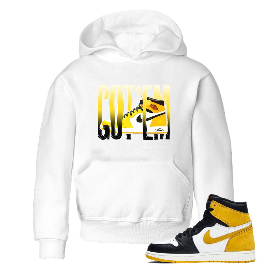 1s Yellow Ochre shirt to match jordans Wiggling Gotem sneaker tees Air Jordan 1 Yellow Ochre SNRT sneaker release tees baby toddler White 1 cotton Shirt