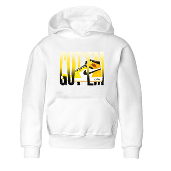 1s Yellow Ochre shirt to match jordans Wiggling Gotem sneaker tees Air Jordan 1 Yellow Ochre SNRT sneaker release tees baby toddler White 2 cotton Shirt