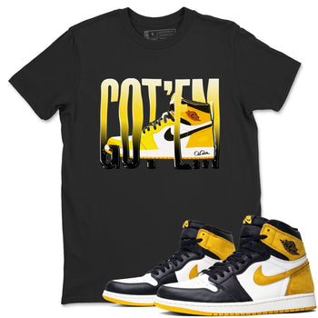 1s Yellow Ochre shirt to match jordans Wiggling Gotem sneaker tees Air Jordan 1 Yellow Ochre SNRT Sneaker Release Tees unisex cotton Black 1 crew neck shirt