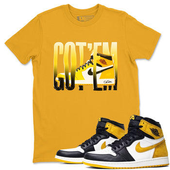 1s Yellow Ochre shirt to match jordans Wiggling Gotem sneaker tees Air Jordan 1 Yellow Ochre SNRT Sneaker Release Tees unisex cotton Gold 1 crew neck shirt