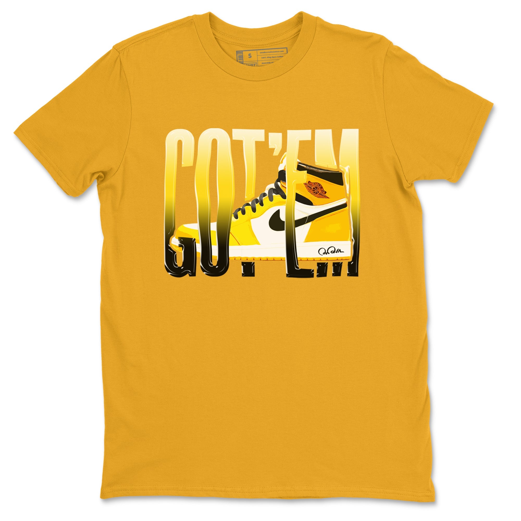 1s Yellow Ochre shirt to match jordans Wiggling Gotem sneaker tees Air Jordan 1 Yellow Ochre SNRT Sneaker Release Tees unisex cotton Gold 2 crew neck shirt