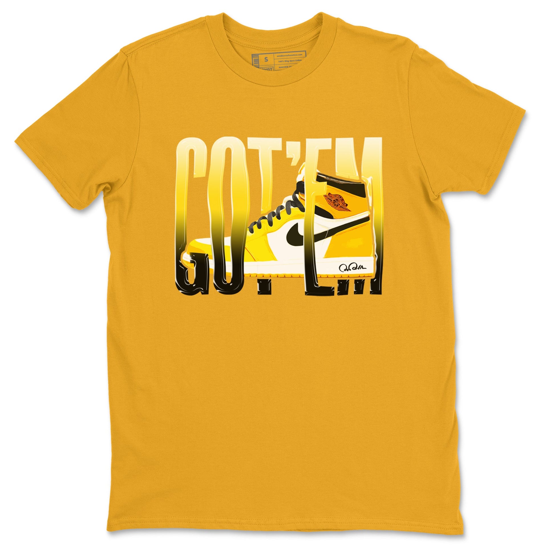 1s Yellow Ochre shirt to match jordans Wiggling Gotem sneaker tees Air Jordan 1 Yellow Ochre SNRT Sneaker Release Tees unisex cotton Gold 2 crew neck shirt