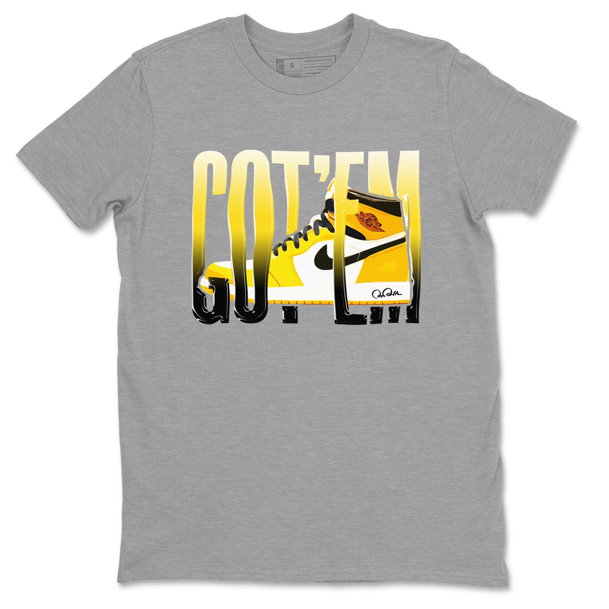 1s Yellow Ochre shirt to match jordans Wiggling Gotem sneaker tees Air Jordan 1 Yellow Ochre SNRT Sneaker Release Tees unisex cotton Heather Grey 2 crew neck shirt