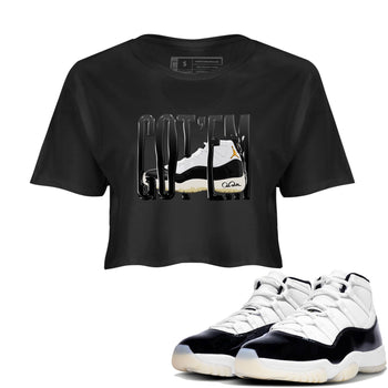 Air Jordan 11 Gratitude shirt to match jordans Wiggling Gotem sneaker tees AJ11 Gratitude SNRT Sneaker Release Tees Black 1 Crop T-Shirt