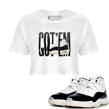 Air Jordan 11 Gratitude shirt to match jordans Wiggling Gotem sneaker tees AJ11 Gratitude SNRT Sneaker Release Tees White 1 Crop T-Shirt