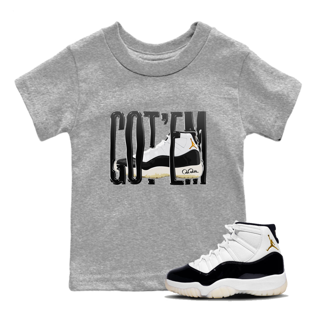 Air Jordan 11 Gratitude shirt to match jordans Wiggling Gotem sneaker tees AJ11 Gratitude SNRT Sneaker Release Tees Baby Toddler Heather Grey 1 T-Shirt