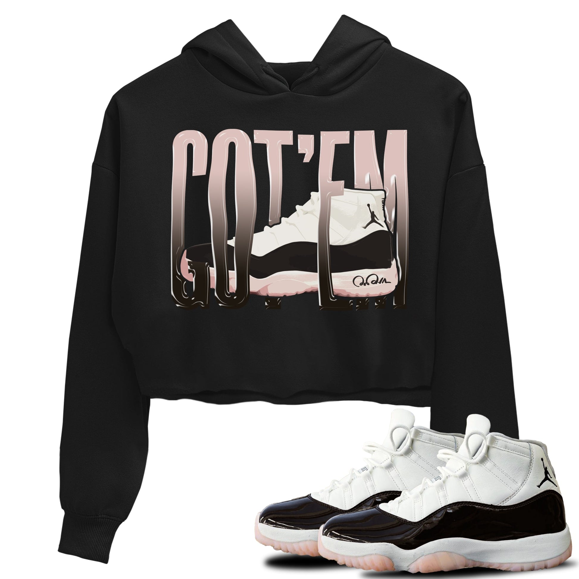 Air Jordan 11 Neapolitan shirt to match jordans Wiggling Gotem sneaker tees AJ11 Neapolitan SNRT Sneaker Release Tees Black 1 Crop T-Shirt