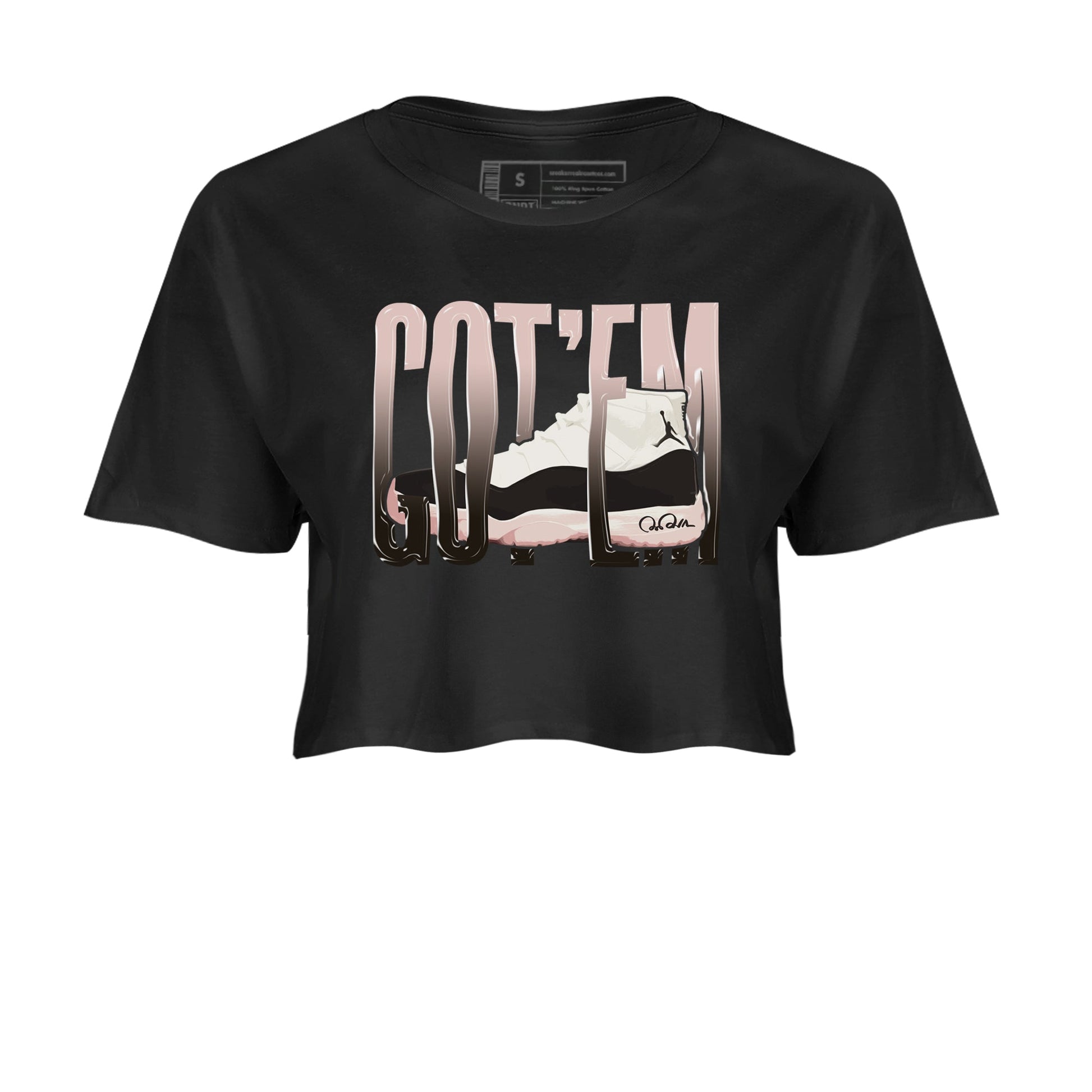 Air Jordan 11 Neapolitan shirt to match jordans Wiggling Gotem sneaker tees AJ11 Neapolitan SNRT Sneaker Release Tees Black 2 Crop T-Shirt