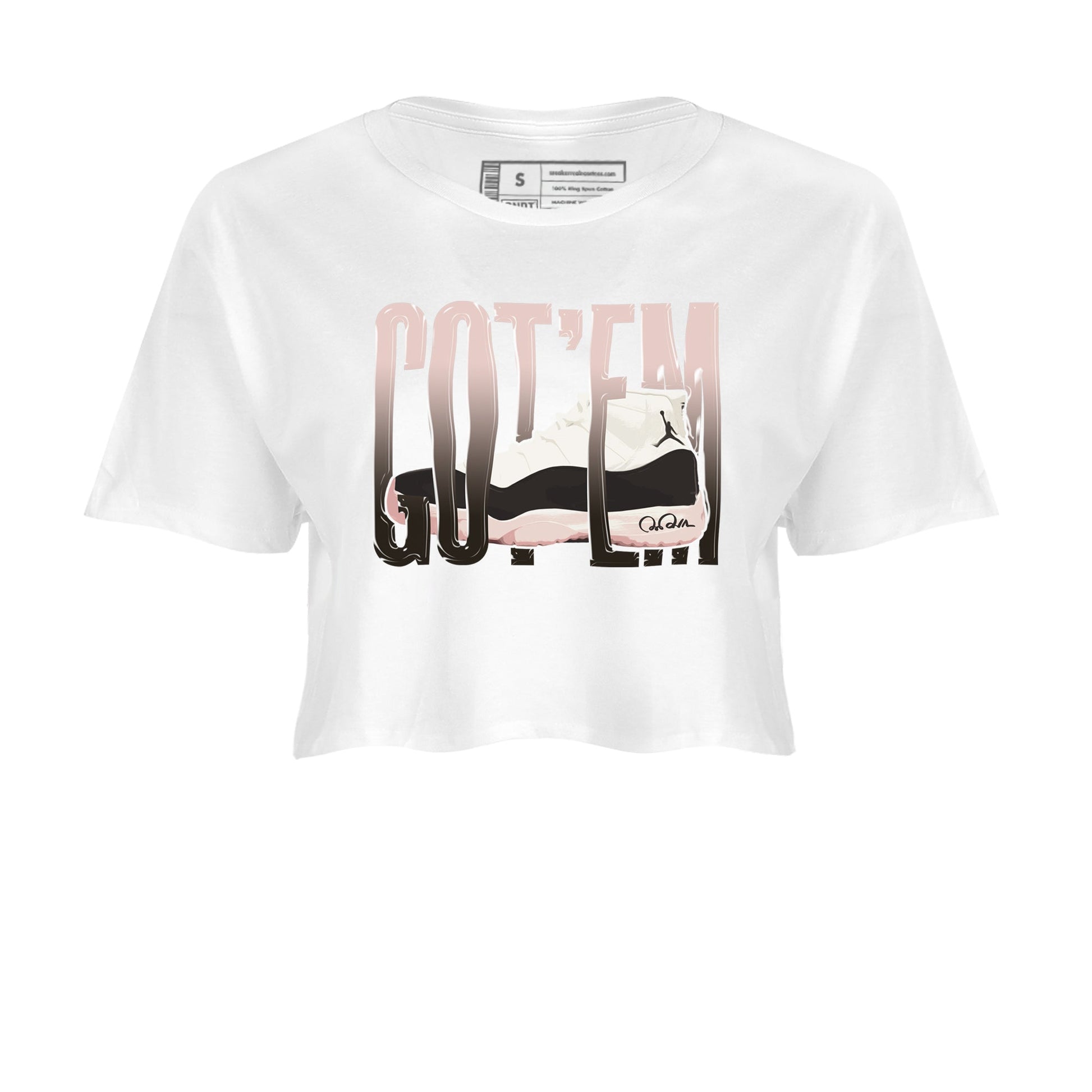 Air Jordan 11 Neapolitan shirt to match jordans Wiggling Gotem sneaker tees AJ11 Neapolitan SNRT Sneaker Release Tees White 2 Crop T-Shirt