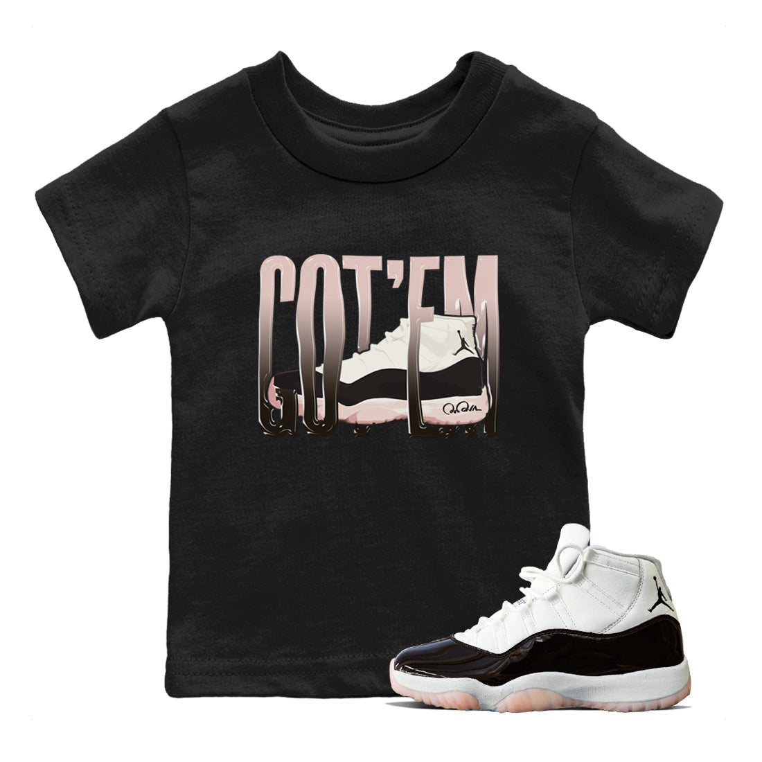 Air Jordan 11 Neapolitan shirt to match jordans Wiggling Gotem sneaker tees AJ11 Neapolitan SNRT Sneaker Release Tees Baby Toddler Black 1 T-Shirt
