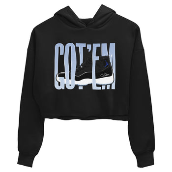 11s Black and Varsity Royal shirt to match jordans Wiggling Gotem sneaker tees Air Jordan 11 Black/Varsity Royal SNRT Sneaker Release Tees Black 2 Crop T-Shirt