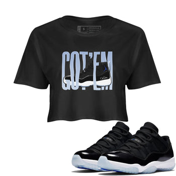 11s Black and Varsity Royal shirt to match jordans Wiggling Gotem sneaker tees Air Jordan 11 Black/Varsity Royal SNRT Sneaker Release Tees Black 1 Crop T-Shirt
