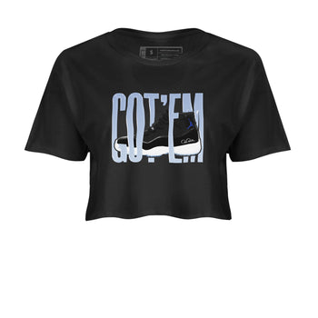 11s Black and Varsity Royal shirt to match jordans Wiggling Gotem sneaker tees Air Jordan 11 Black/Varsity Royal SNRT Sneaker Release Tees Black 2 Crop T-Shirt