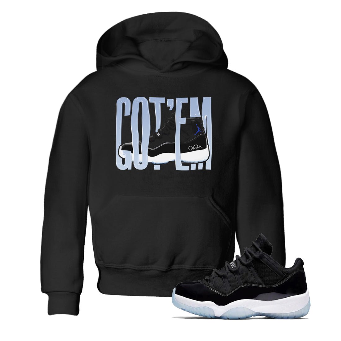 11s Black and Varsity Royal shirt to match jordans Wiggling Gotem sneaker tees Air Jordan 11 Black/Varsity Royal SNRT Sneaker Release Tees Baby Toddler Black 1 T-Shirt