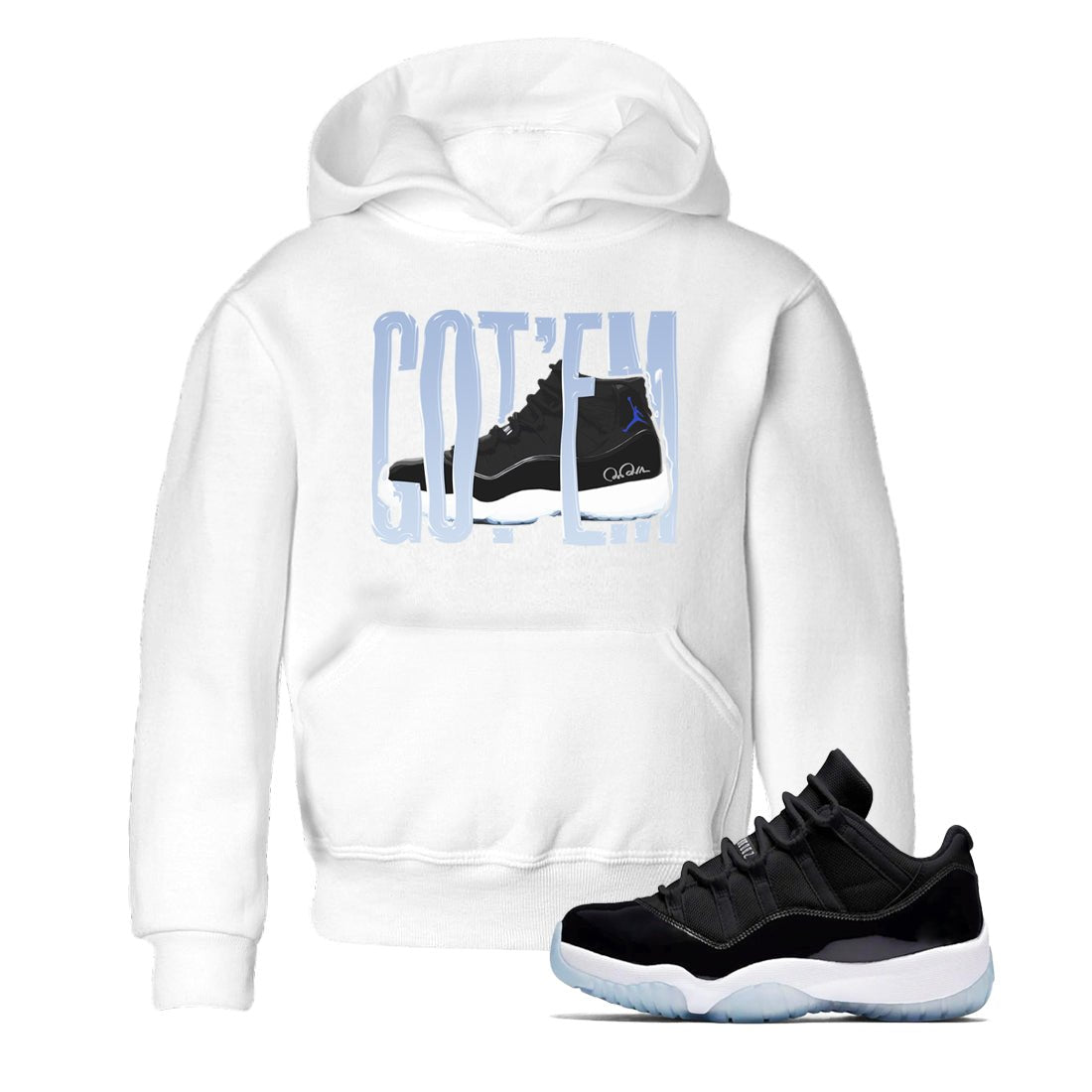 11s Black and Varsity Royal shirt to match jordans Wiggling Gotem sneaker tees Air Jordan 11 Black/Varsity Royal SNRT Sneaker Release Tees Baby Toddler White 1 T-Shirt
