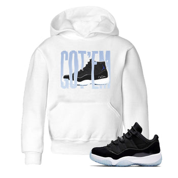 11s Black and Varsity Royal shirt to match jordans Wiggling Gotem sneaker tees Air Jordan 11 Black/Varsity Royal SNRT Sneaker Release Tees Baby Toddler White 1 T-Shirt