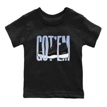 11s Black and Varsity Royal shirt to match jordans Wiggling Gotem sneaker tees Air Jordan 11 Black/Varsity Royal SNRT Sneaker Release Tees Baby Toddler Black 2 T-Shirt