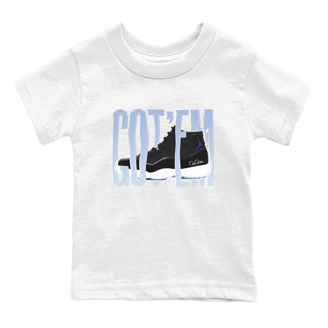 11s Black and Varsity Royal shirt to match jordans Wiggling Gotem sneaker tees Air Jordan 11 Black/Varsity Royal SNRT Sneaker Release Tees Baby Toddler White 2 T-Shirt