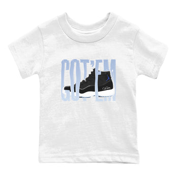 11s Black and Varsity Royal shirt to match jordans Wiggling Gotem sneaker tees Air Jordan 11 Black/Varsity Royal SNRT Sneaker Release Tees Baby Toddler White 2 T-Shirt