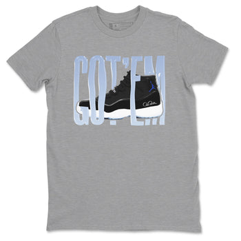 11s Black and Varsity Royal shirt to match jordans Wiggling Gotem sneaker tees Air Jordan 11 Black/Varsity Royal SNRT Sneaker Release Tees Unisex Heather Grey 2 T-Shirt