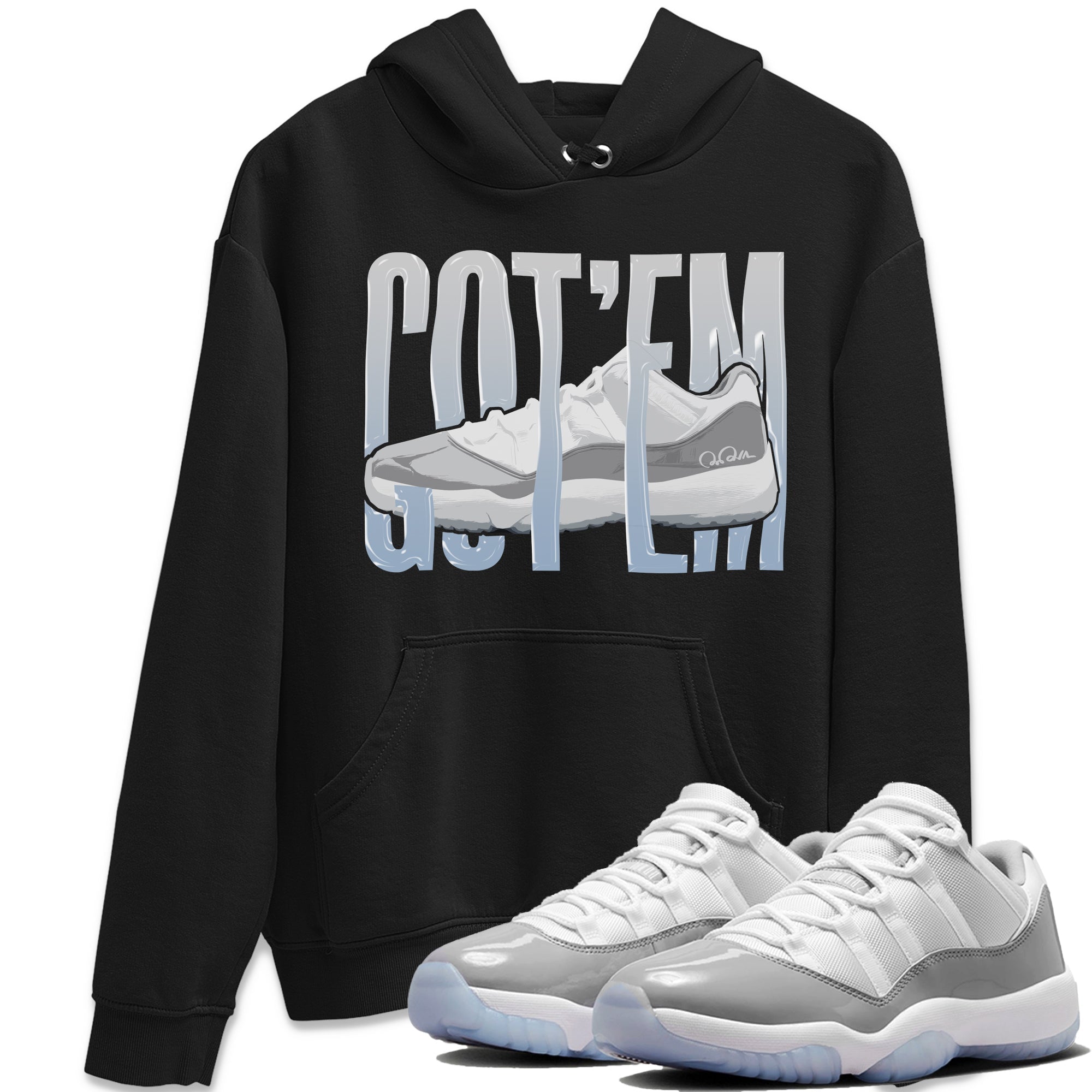 Air Jordan 11 White Cement Sneaker Match Tees Wiggling Gotem Sneaker Tees Air Jordan 11 Cement Grey Sneaker Release Tees Unisex Shirts Black 1