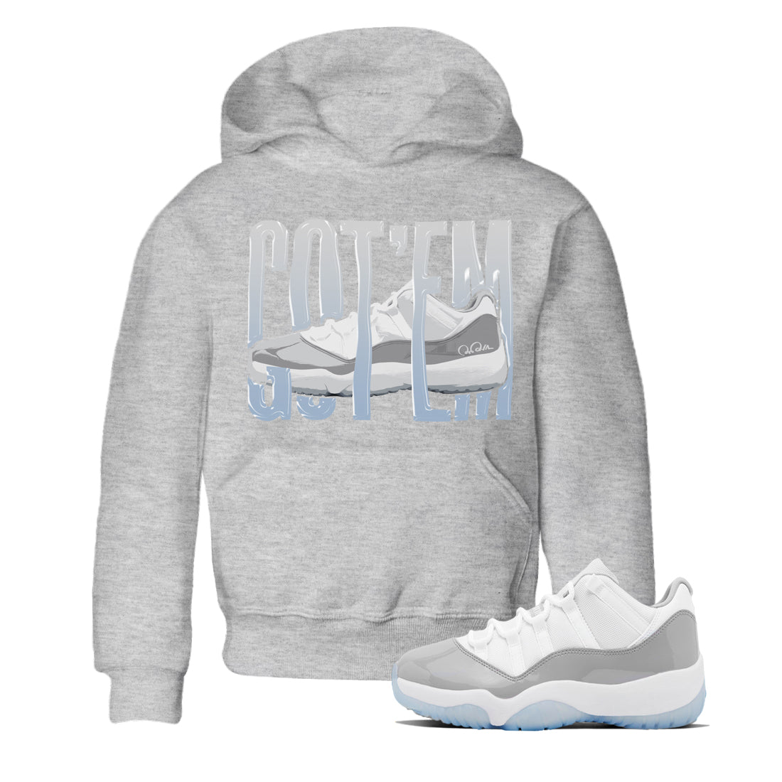 Air Jordan 11 White Cement Sneaker Match Tees Wiggling Gotem Sneaker Tees Air Jordan 11 Cement Grey Sneaker Release Tees Kids Shirts Heather Grey 1