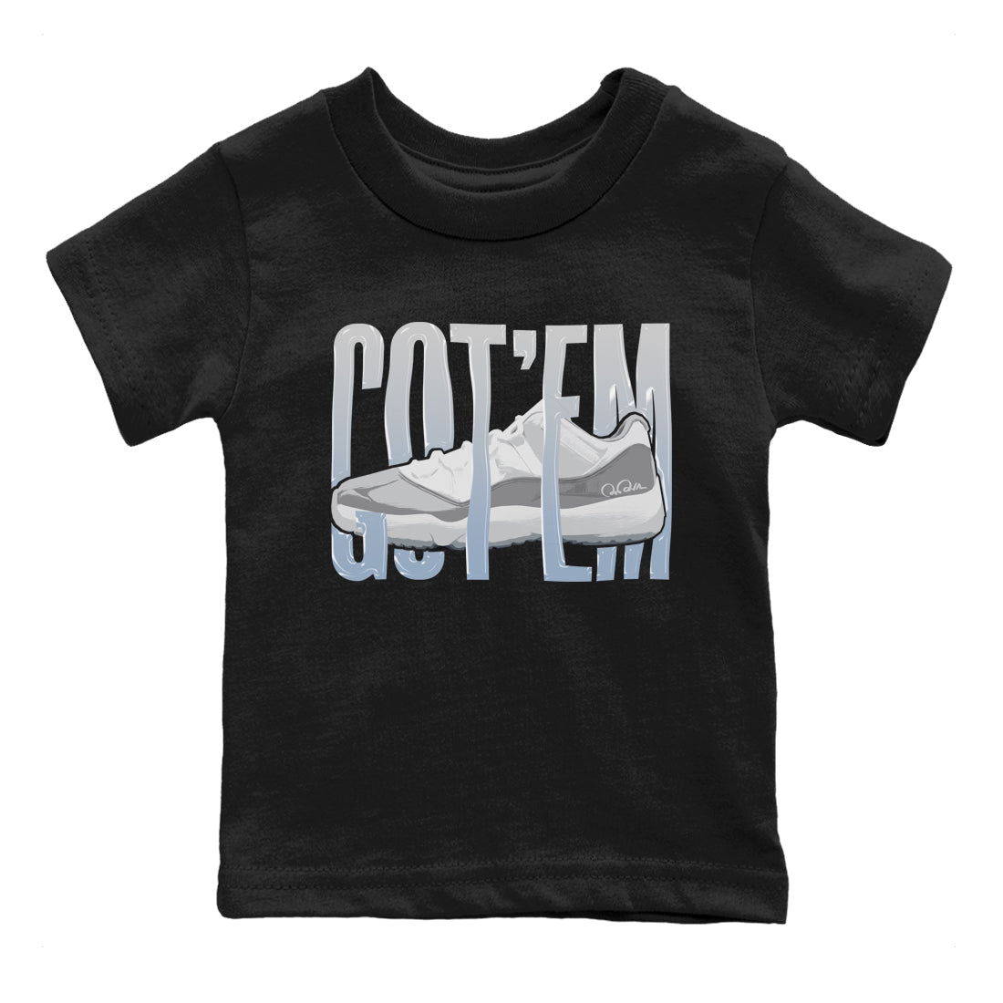 Air Jordan 11 White Cement Sneaker Match Tees Wiggling Gotem Sneaker Tees Air Jordan 11 Cement Grey Sneaker Release Tees Kids Shirts Black 2