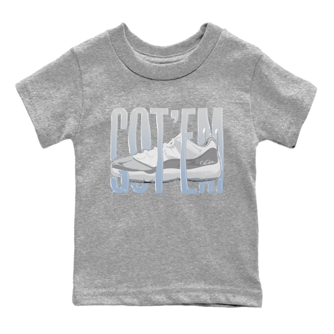 Air Jordan 11 White Cement Sneaker Match Tees Wiggling Gotem Sneaker Tees Air Jordan 11 Cement Grey Sneaker Release Tees Kids Shirts Heather Grey 2