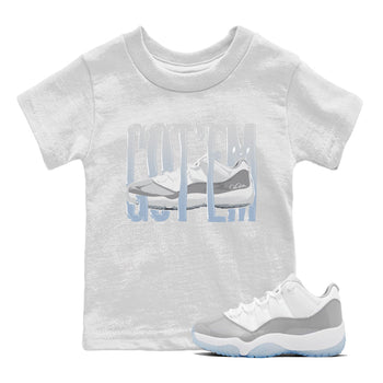 Air Jordan 11 White Cement Sneaker Match Tees Wiggling Gotem Sneaker Tees Air Jordan 11 Cement Grey Sneaker Release Tees Kids Shirts White 1