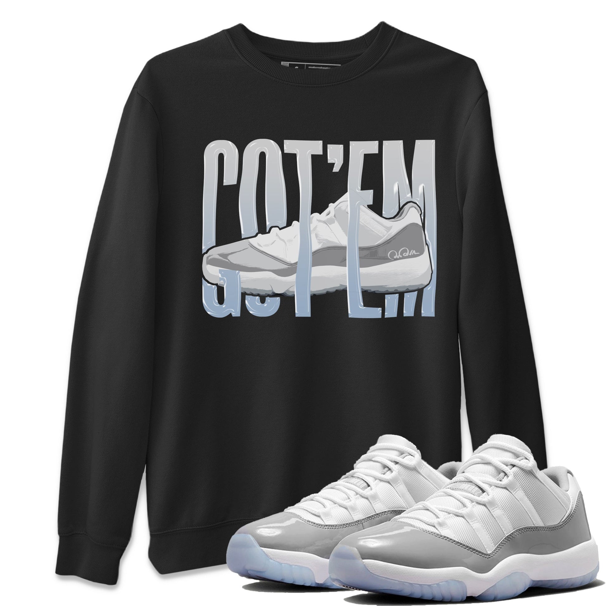 Air Jordan 11 White Cement Sneaker Match Tees Wiggling Gotem Sneaker Tees Air Jordan 11 Cement Grey Sneaker Release Tees Unisex Shirts Black 1