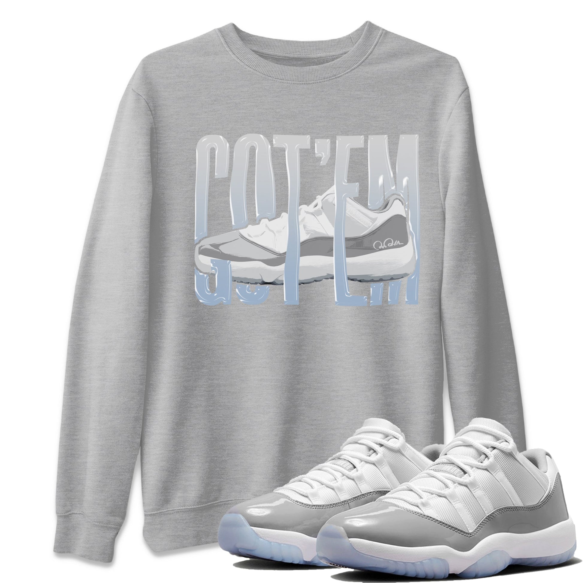 Air Jordan 11 White Cement Sneaker Match Tees Wiggling Gotem Sneaker Tees Air Jordan 11 Cement Grey Sneaker Release Tees Unisex Shirts Heather Grey 1