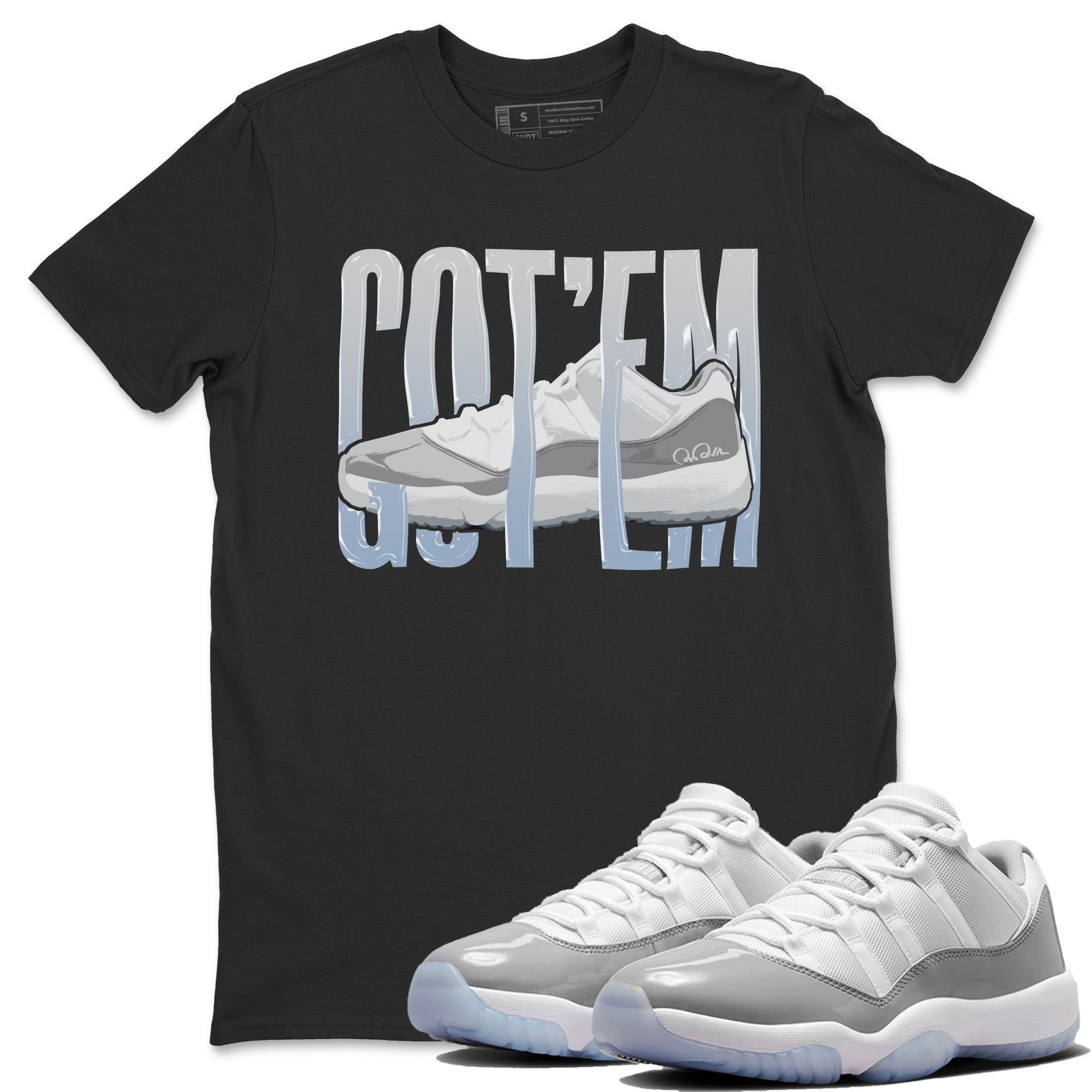 Air Jordan 11 White Cement Sneaker Match Tees Wiggling Gotem Sneaker Tees Air Jordan 11 Cement Grey Sneaker Release Tees Unisex Shirts Black 1