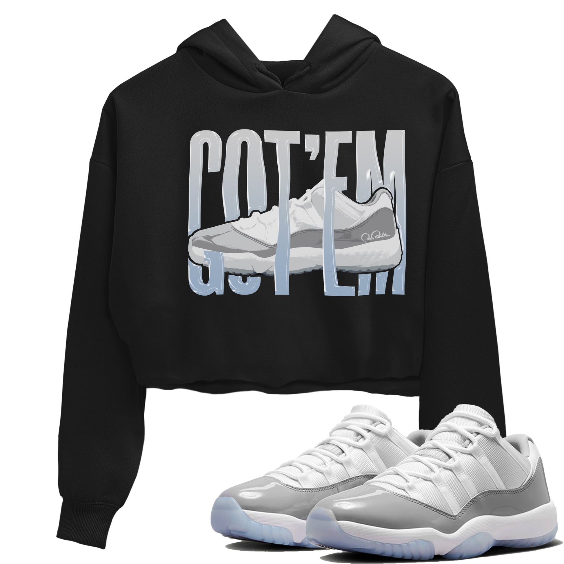Air Jordan 11 White Cement Sneaker Match Tees Wiggling Gotem Sneaker Tees Air Jordan 11 Cement Grey Sneaker Release Tees Women's Shirts Black 1