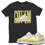 Air Jordan 11 Yellow Python Sneaker Match Tees Wiggling Gotem Sneaker Tees AJ11 Yellow Python Sneaker Release Tees Unisex Shirts Black 1