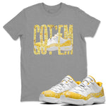 Air Jordan 11 Yellow Python Wiggling Gotem Crew Neck Sneaker Tees AJ 11 Yellow Python Sneaker T-Shirts Size Chart