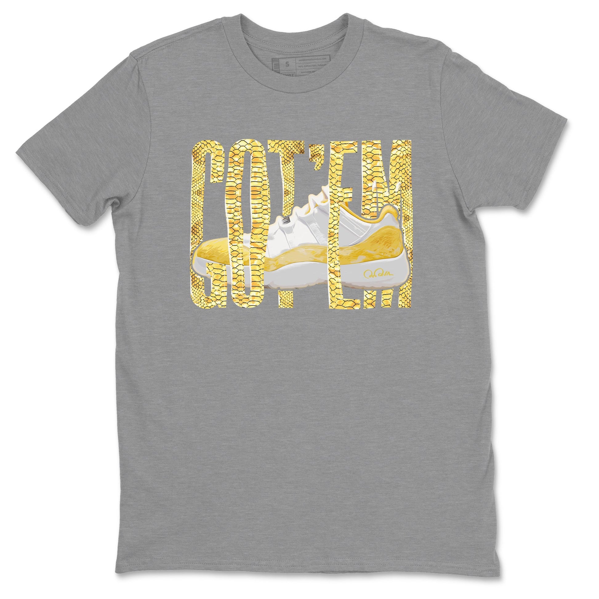 Air Jordan 11 Yellow Python Sneaker Match Tees Wiggling Gotem Sneaker Tees AJ11 Yellow Python Sneaker Release Tees Unisex Shirts Heather Grey 2