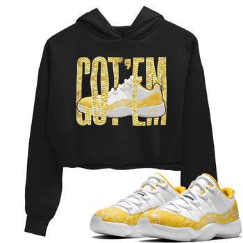 Air Jordan 11 Yellow Python Sneaker Match Tees Wiggling Gotem Sneaker Tees AJ11 Yellow Python Sneaker Release Tees Women's Shirts Black 1