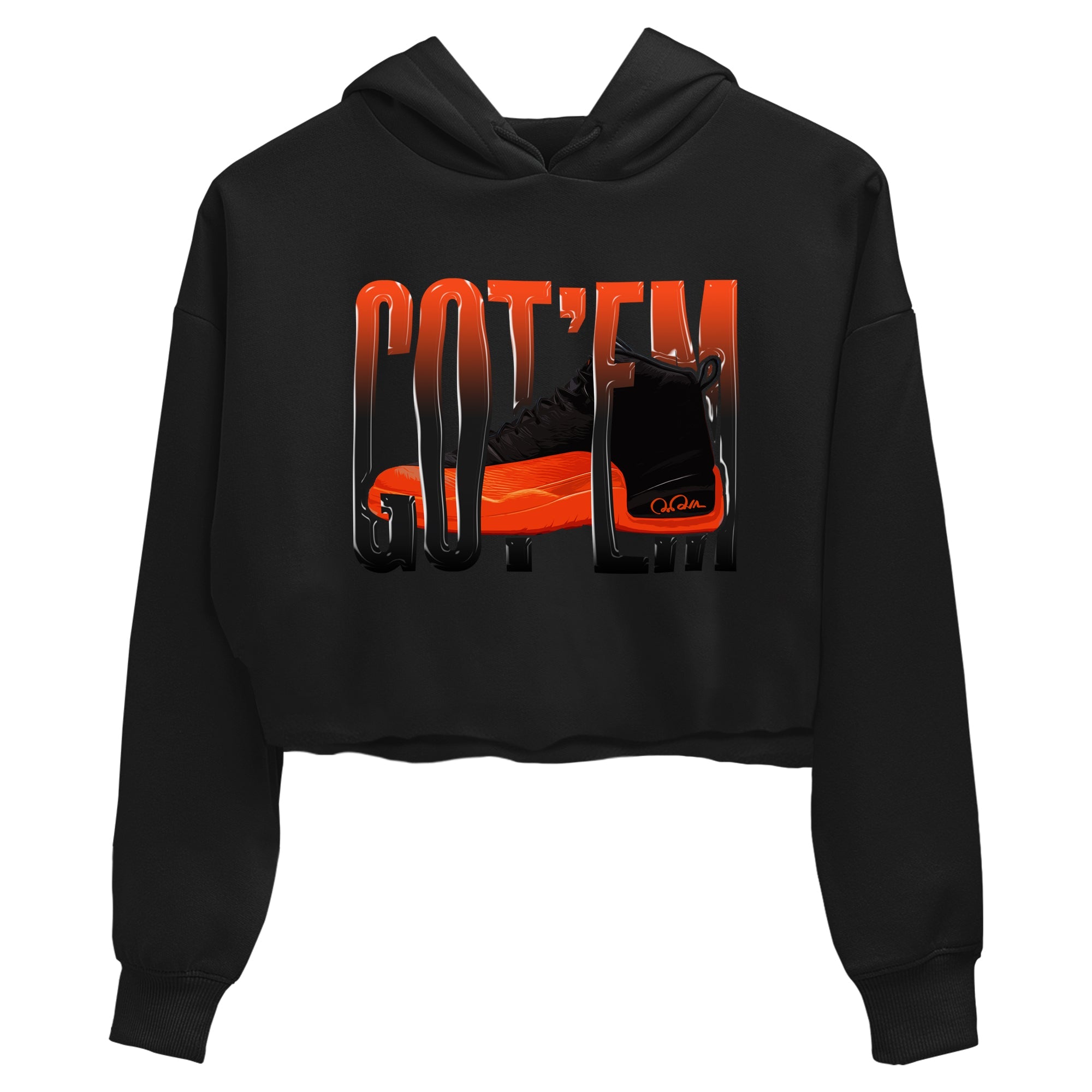 Air Jordan 12 Brilliant Orange Wiggling Gotem WMNS Cotton Sneaker Hoodie Air Jordan 12 Brilliant Orange Sneaker Crop Hoodie Washing and Care Tip