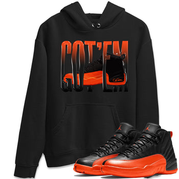 Air Jordan 12 Brilliant Orange Sneaker Match Tees Wiggling Gotem Sneaker Tees AJ12 Brilliant Orange Sneaker Release Tees Unisex Shirts Black 1