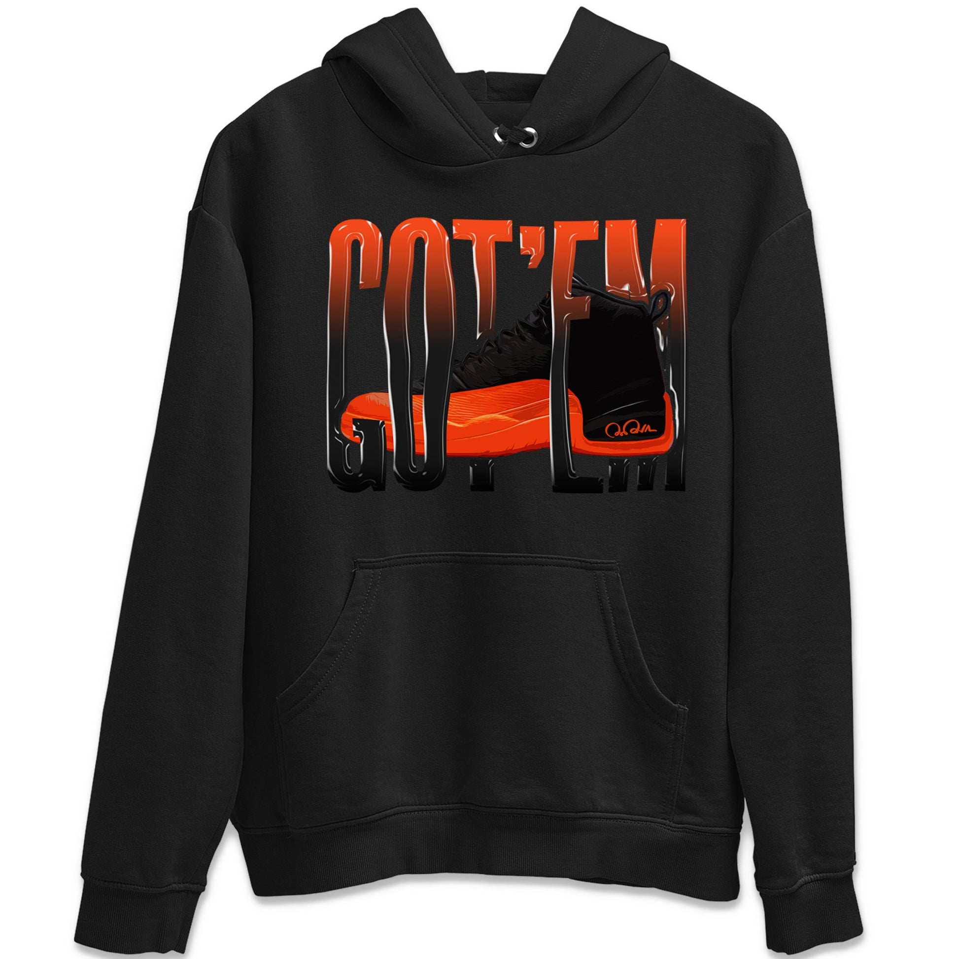 Air Jordan 12 Brilliant Orange Sneaker Match Tees Wiggling Gotem Sneaker Tees AJ12 Brilliant Orange Sneaker Release Tees Unisex Shirts Black 2